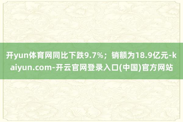 开yun体育网同比下跌9.7%；销额为18.9亿元-kaiyun.com-开云官网登录入口(中国)官方网站